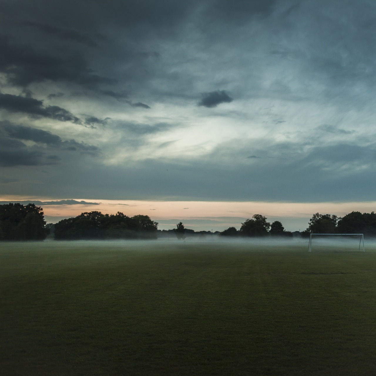 soccer field foggy sunrise free photo