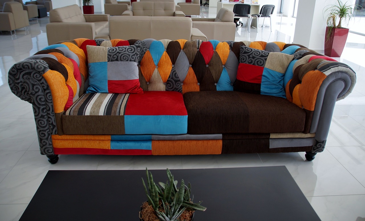 sofa colored upholstery free photo