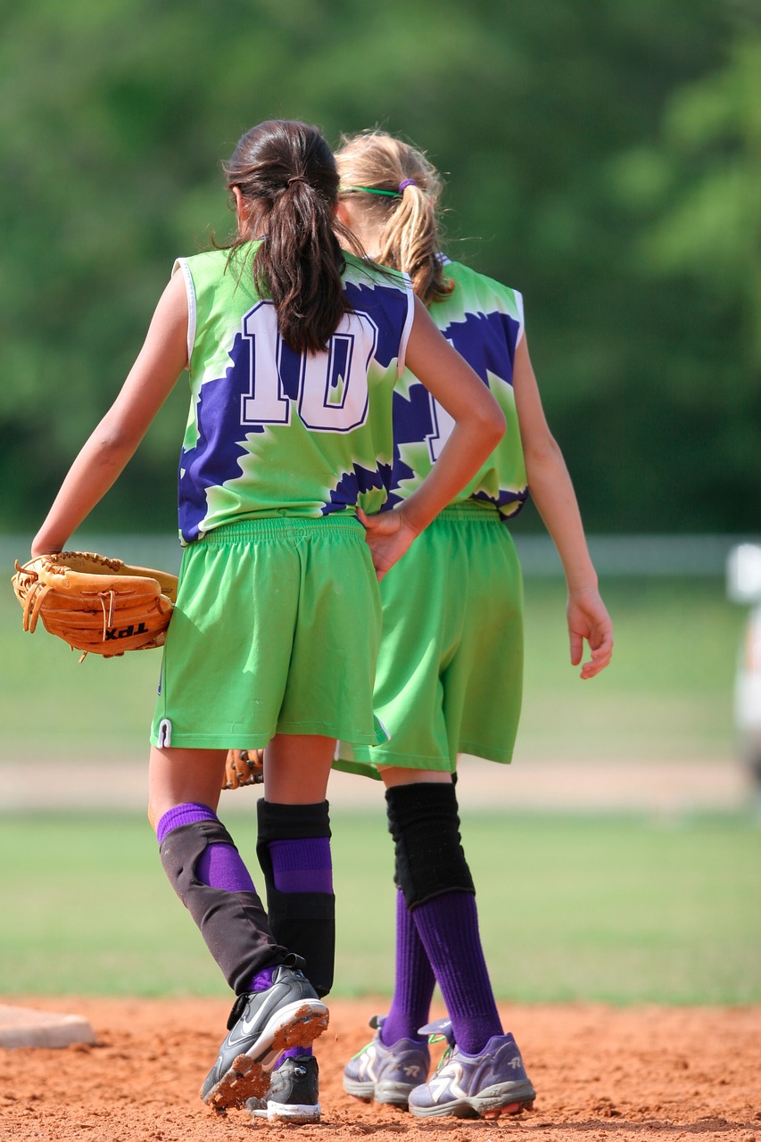 softball team mates female free photo