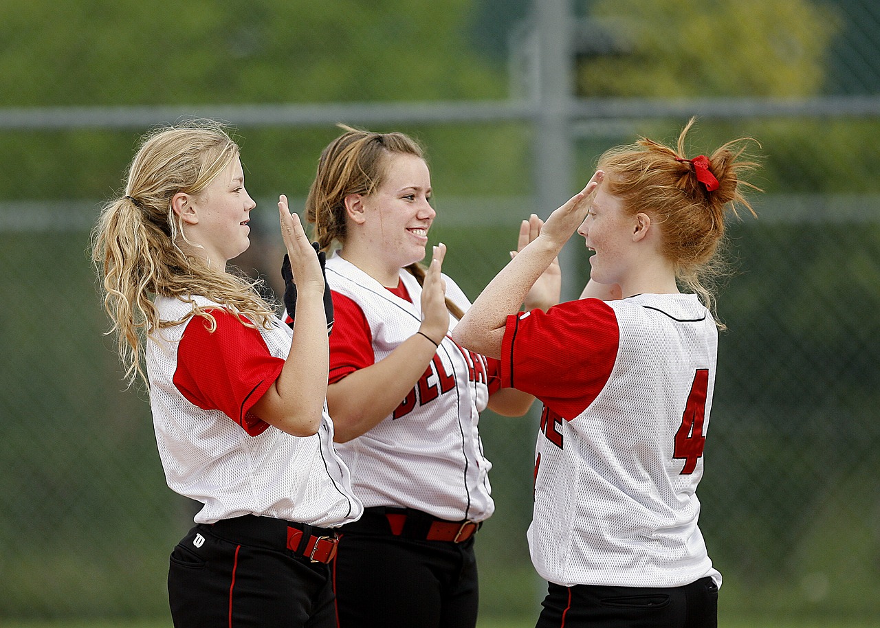 softball girls team mates free photo