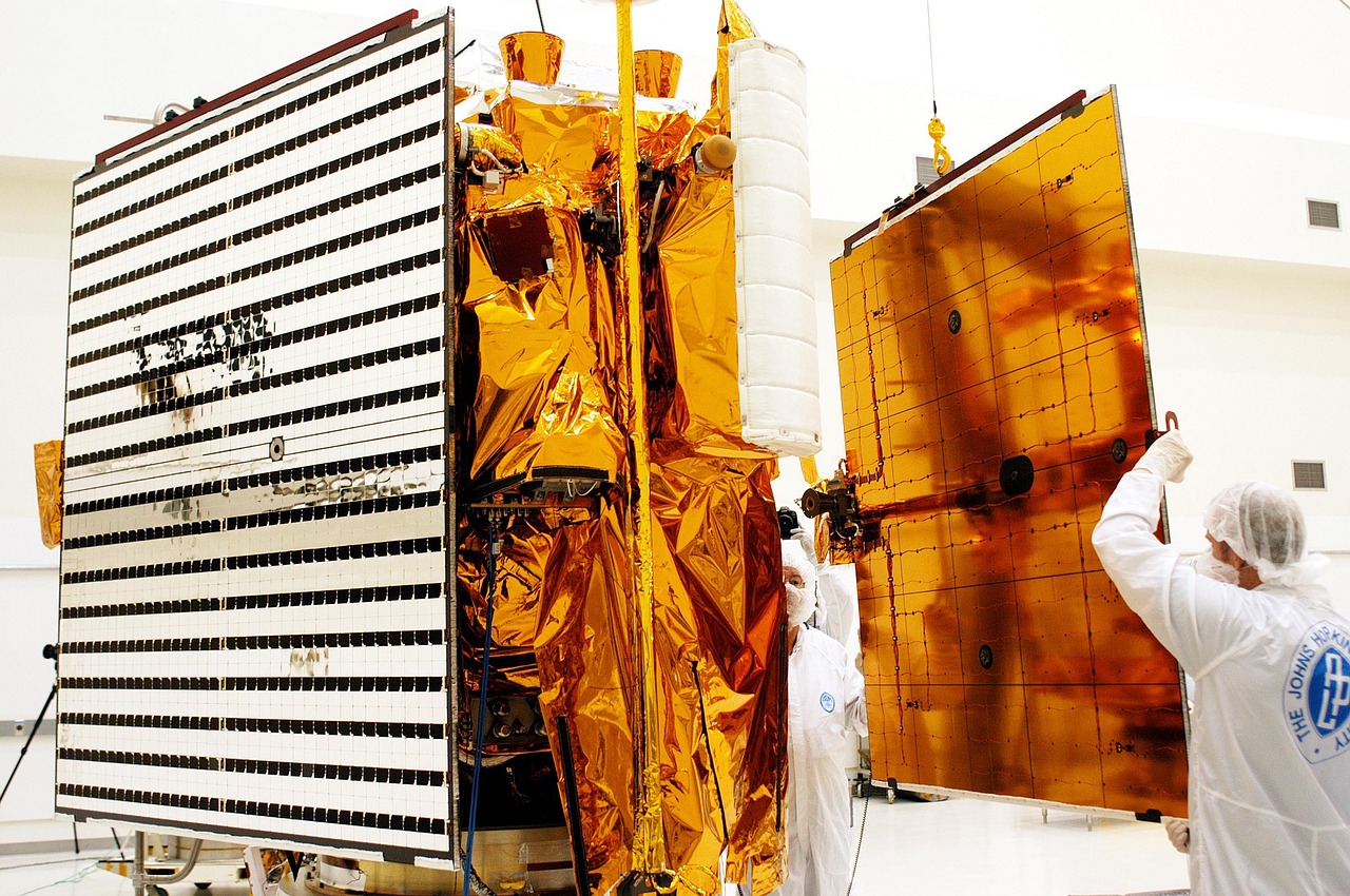 solar panels spacecraft technicians free photo