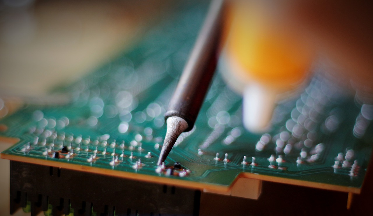 solder printed circuit boards macro free photo