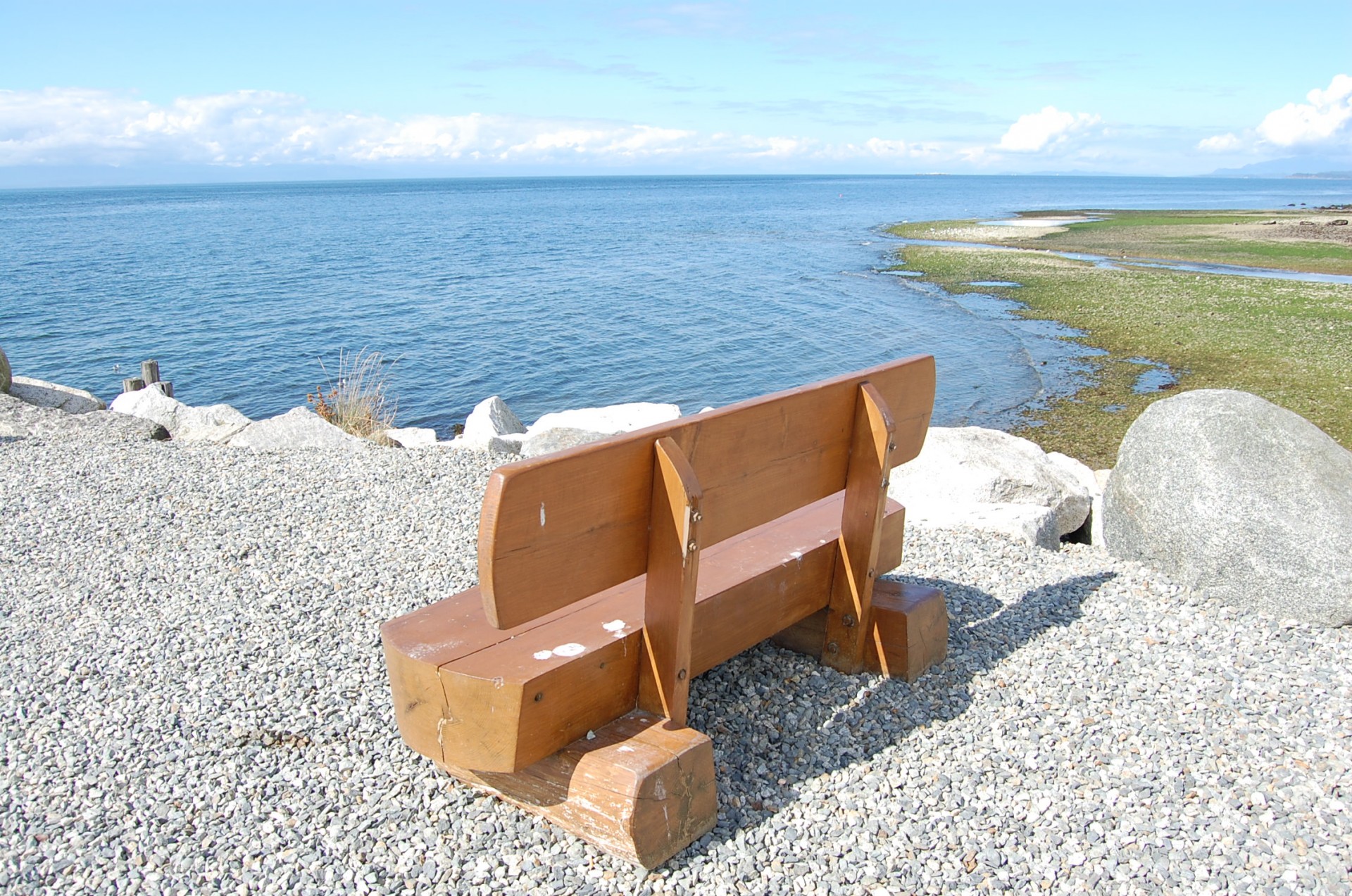 bench calm beach free photo