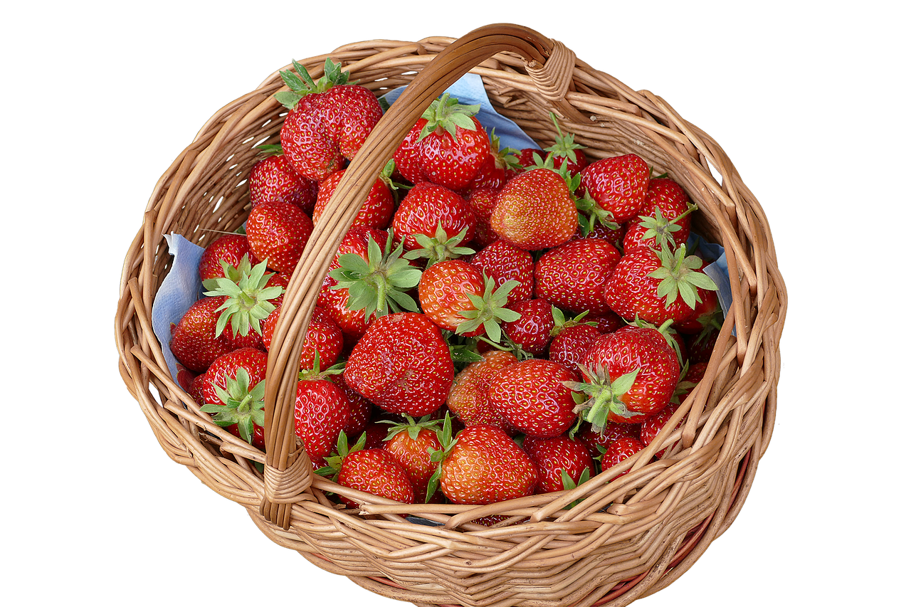 sommerfest strawberries willow basket free photo