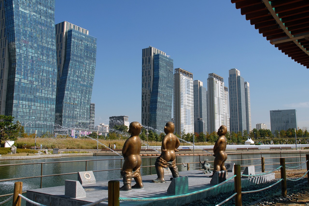 songdo incheon korea building songdo central park free photo