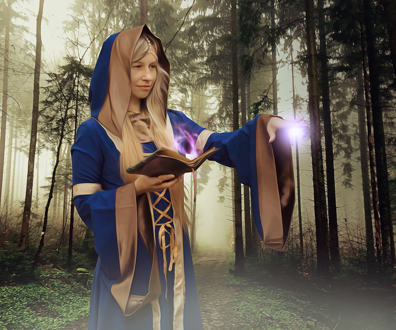 sorceress spell magic grimoire free photo