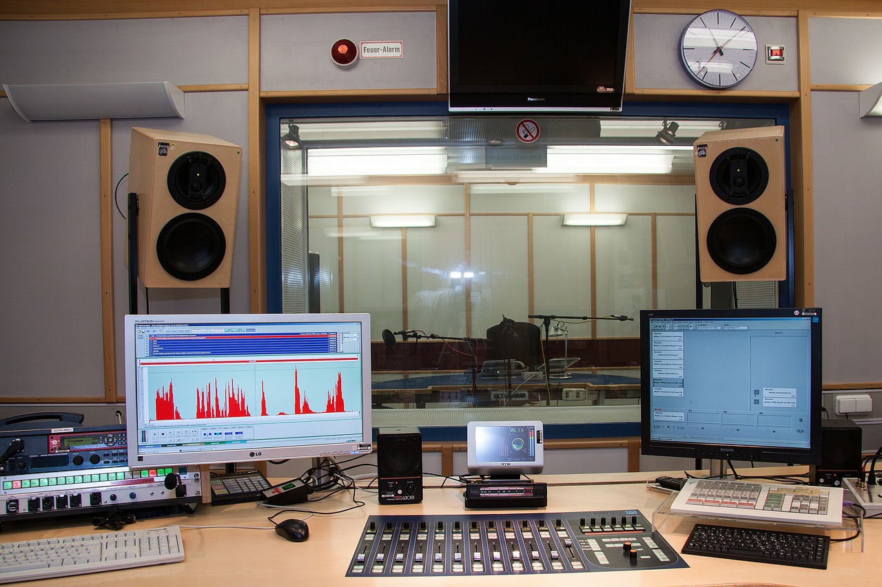 sound studio speaker cab director desk free photo