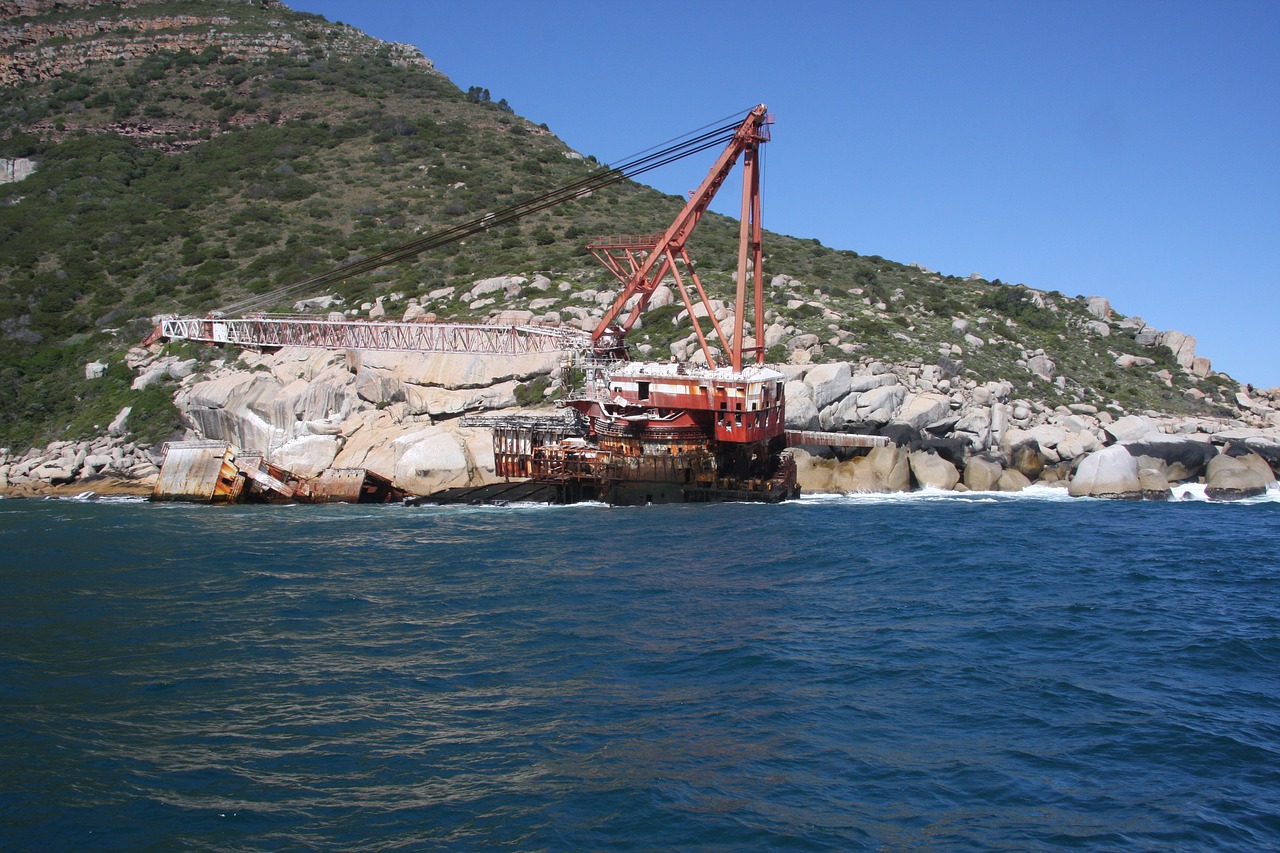 south africa  barges ship wreck  ocean free photo
