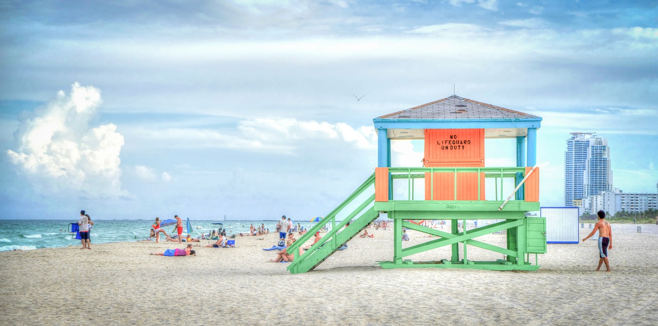 south beach florida lifeguard stand free photo