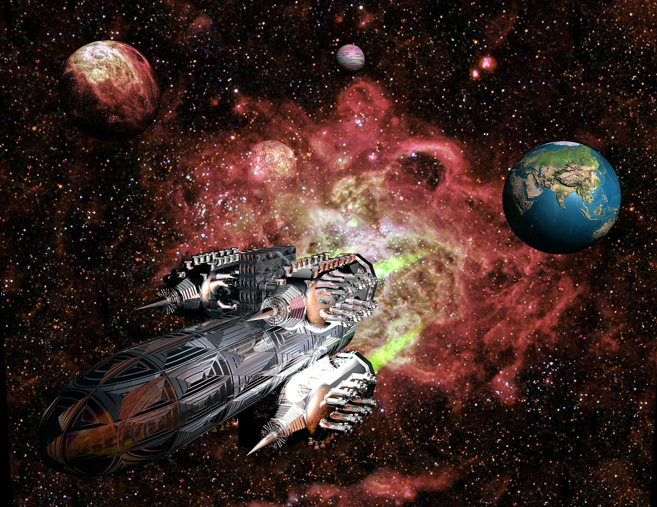 space ship space planets free photo
