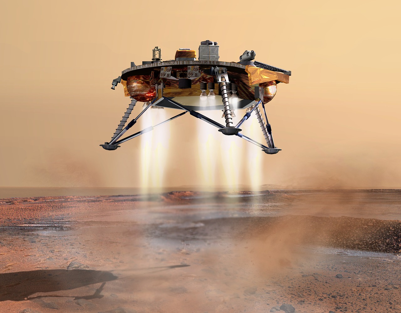 spacecraft landing mars free photo