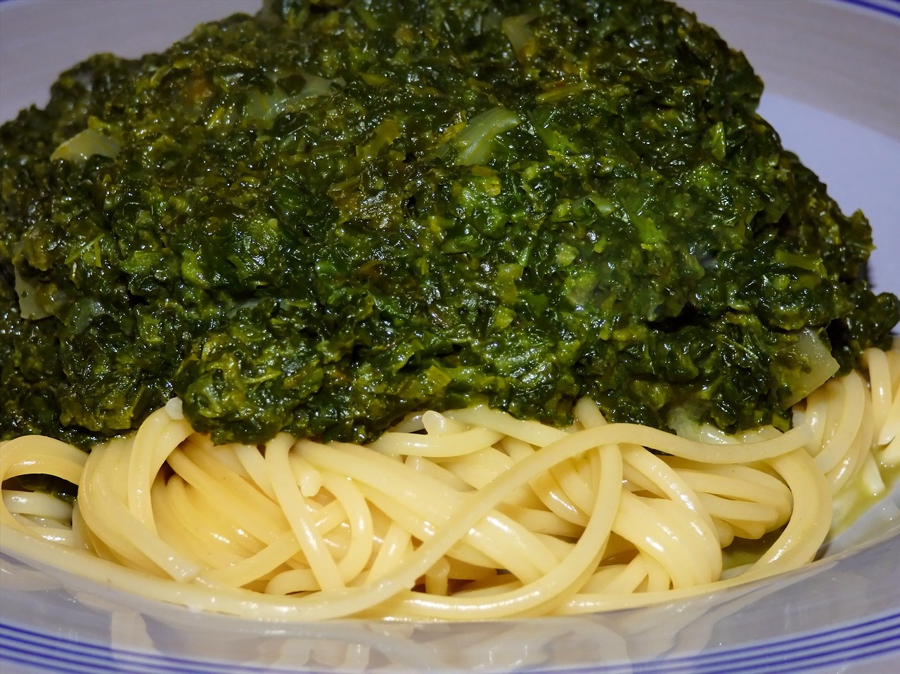 spagetti spinach noodles free photo