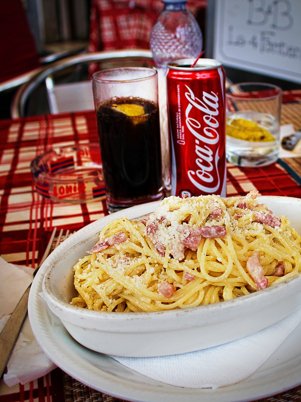 spaghetti carbonara lunch free photo