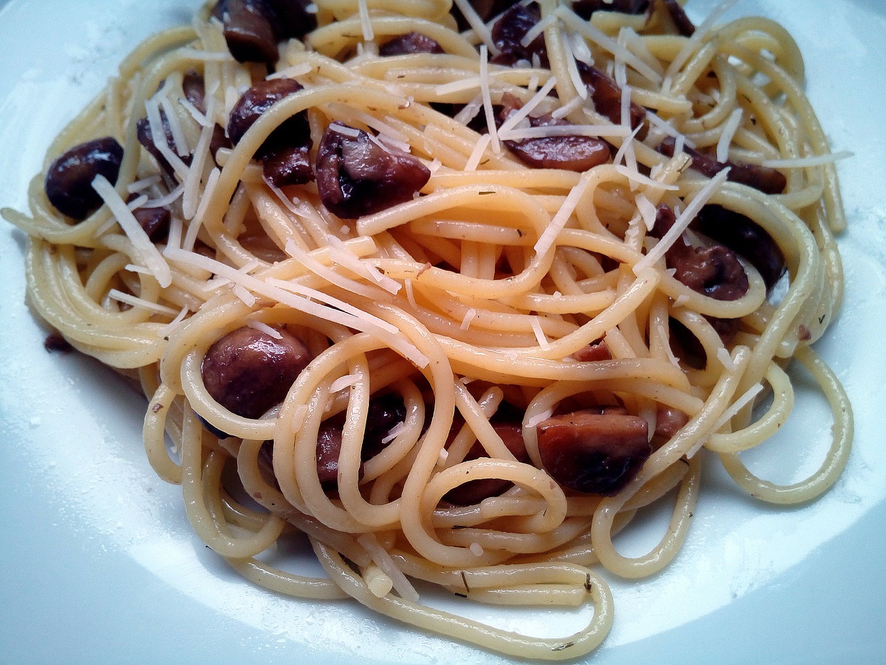 spaghetti pasta mushrooms free photo