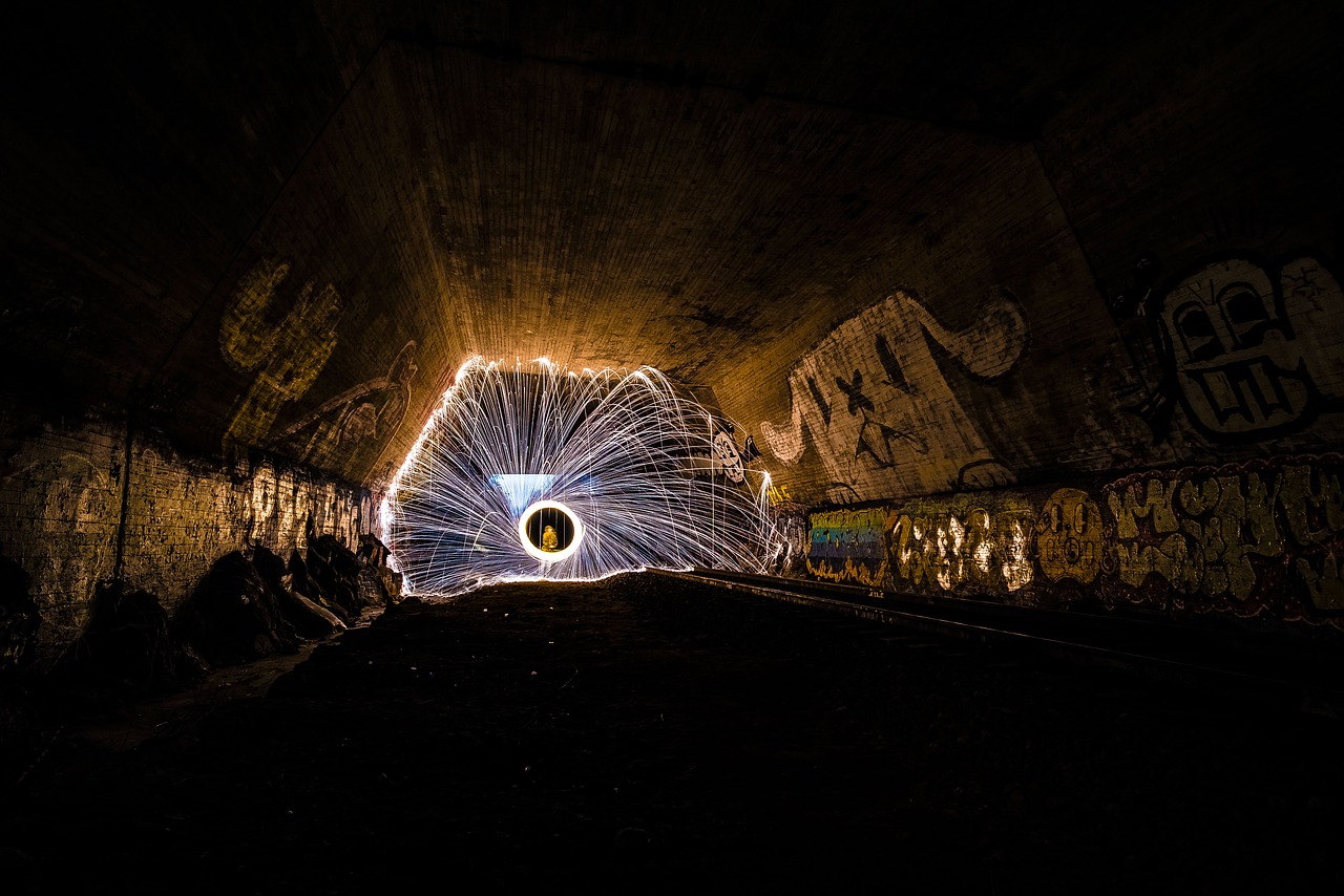 sparkles tunnel train free photo