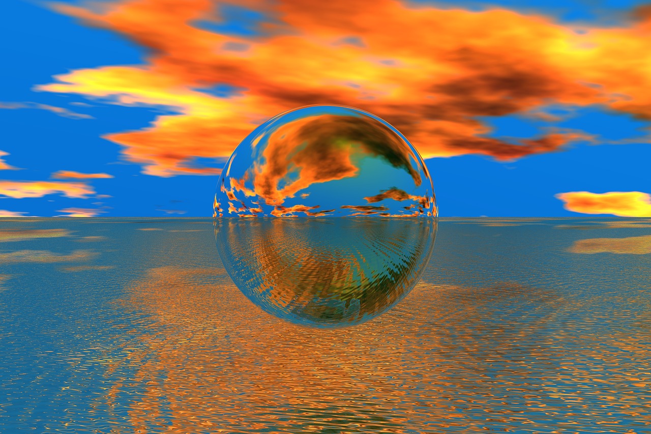 sphere reflection sea free photo