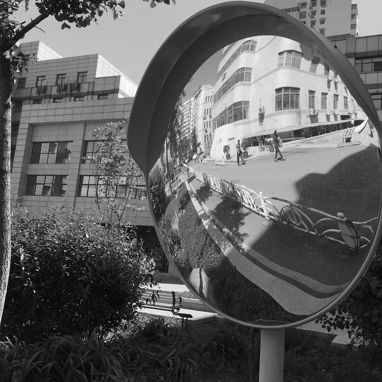 spherical mirror mirror building free photo