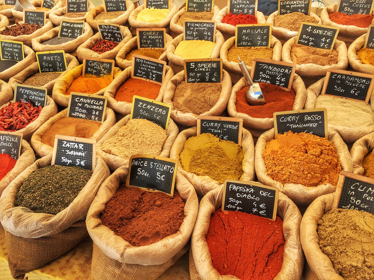 spices market color free photo