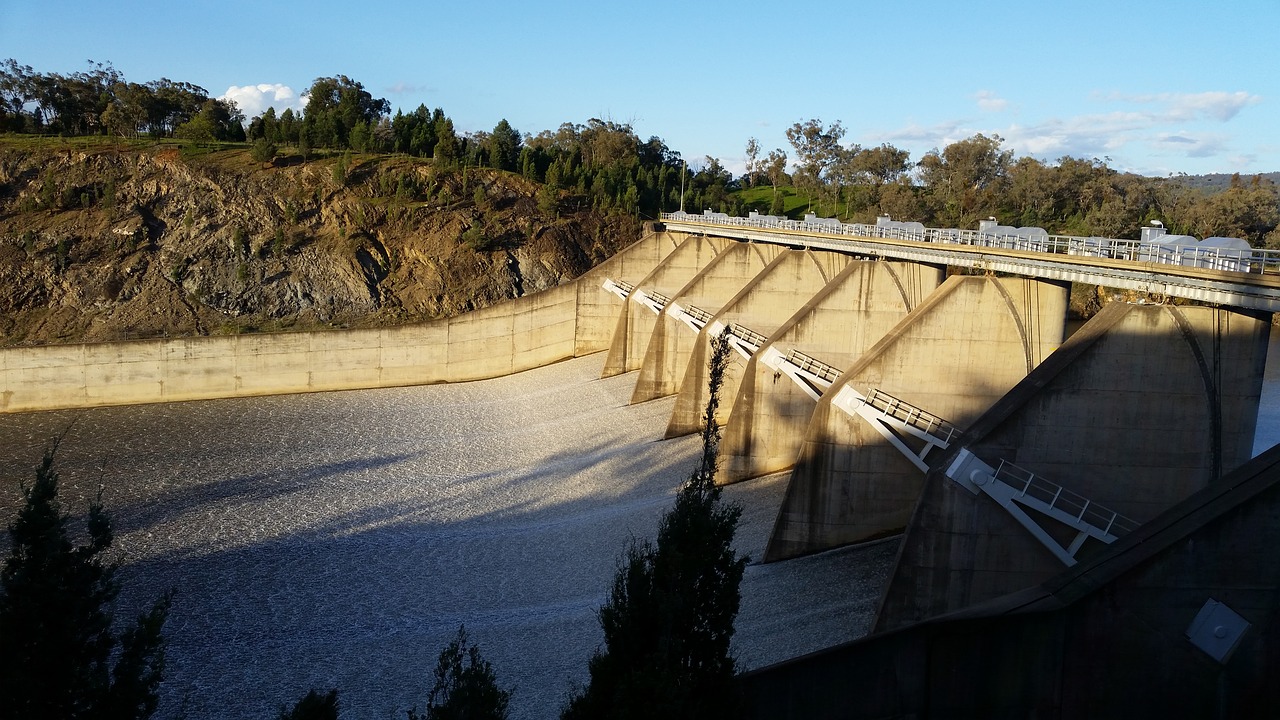 spillway floodgates dam free photo