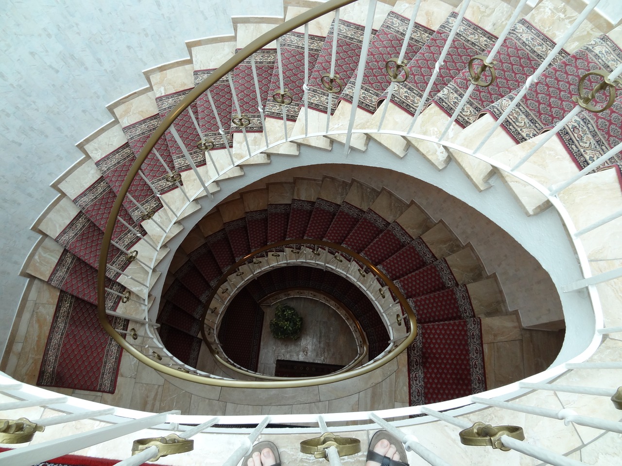 spiral staircase lobby free photo