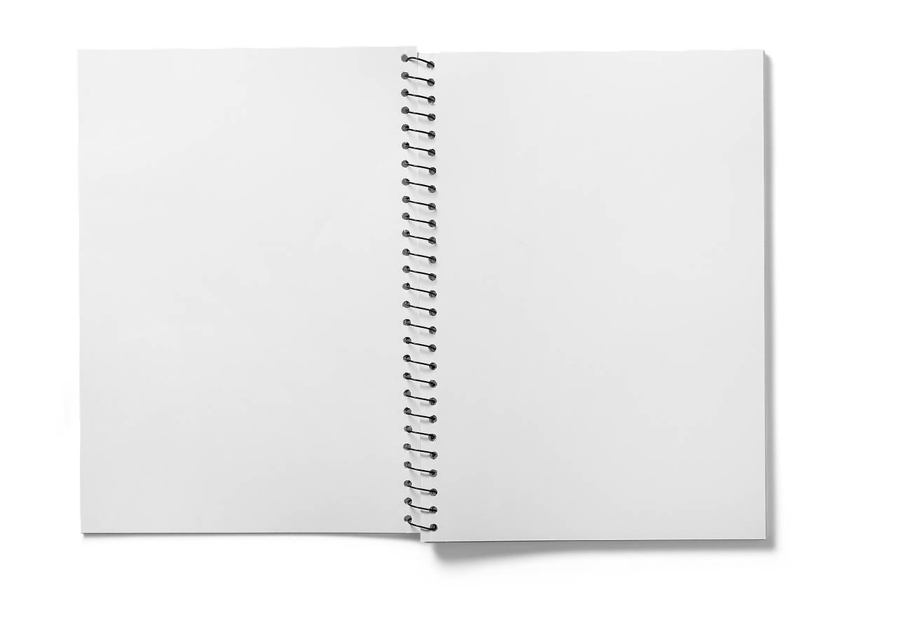 Open Blank Spiral Notebook On A White Background Stock Photo