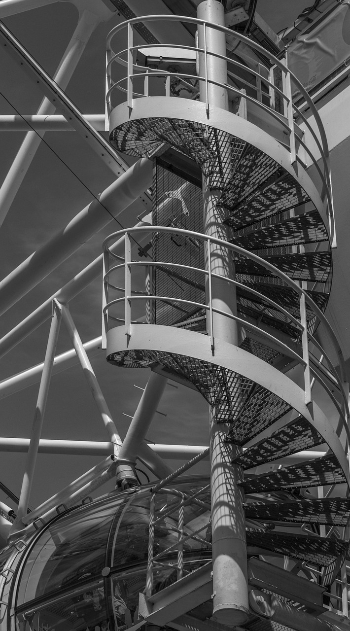spiral staircase black and white london free photo