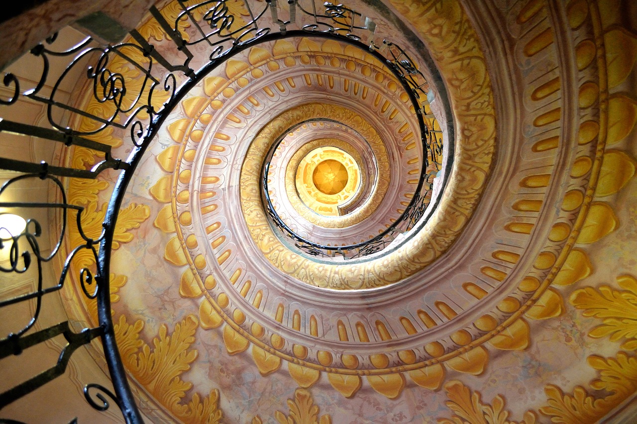 spiral staircase  spiral  spiral staircase from below free photo