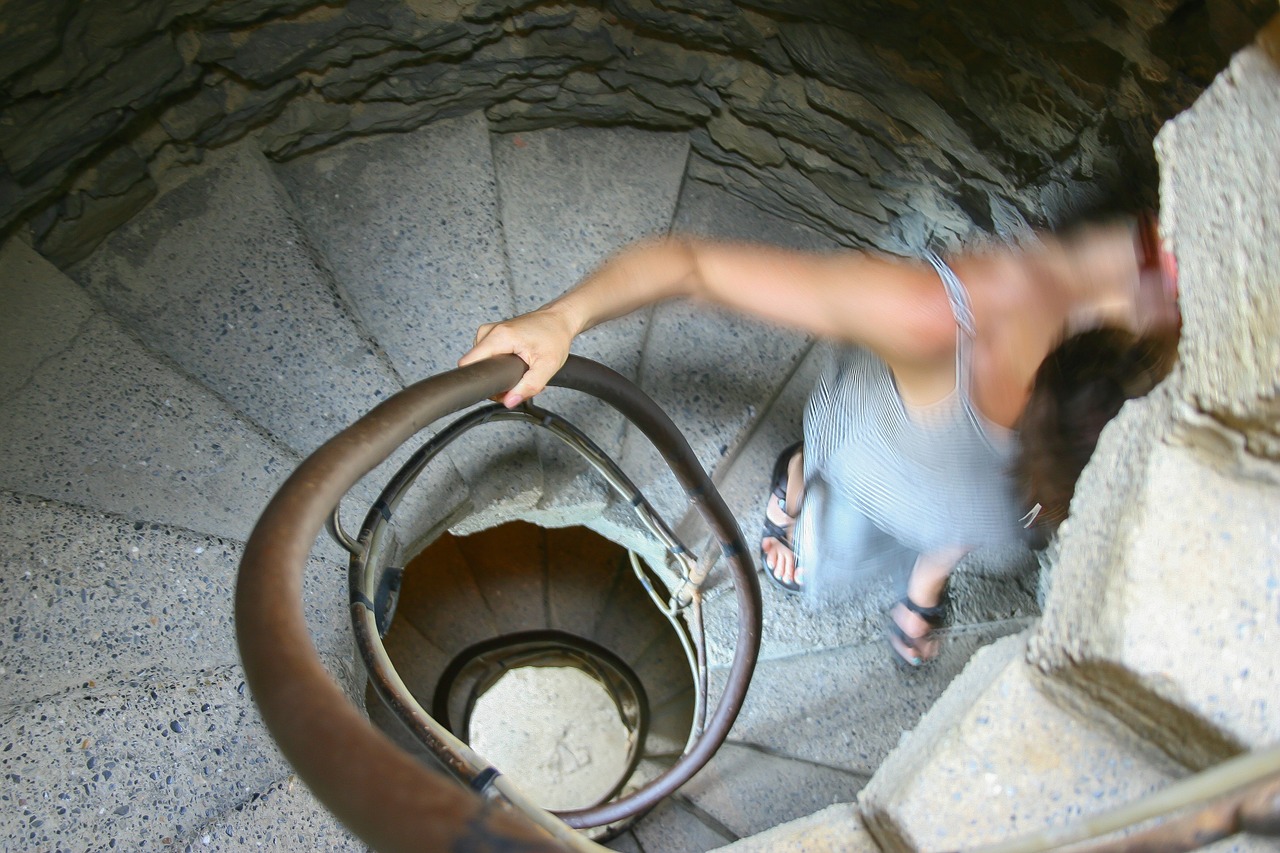 spiral staircase woman girl free photo