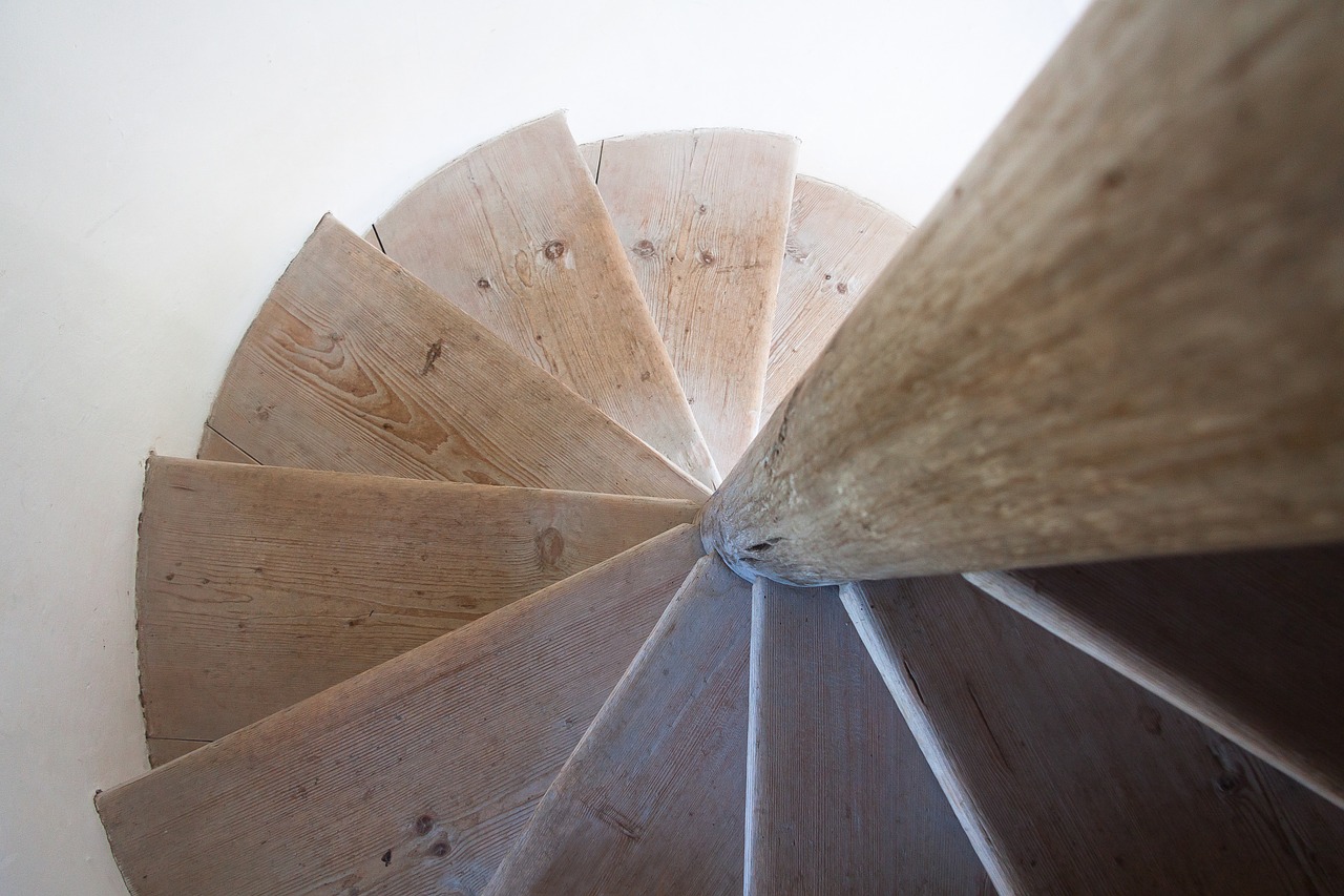 spiral staircase stairs wood free photo