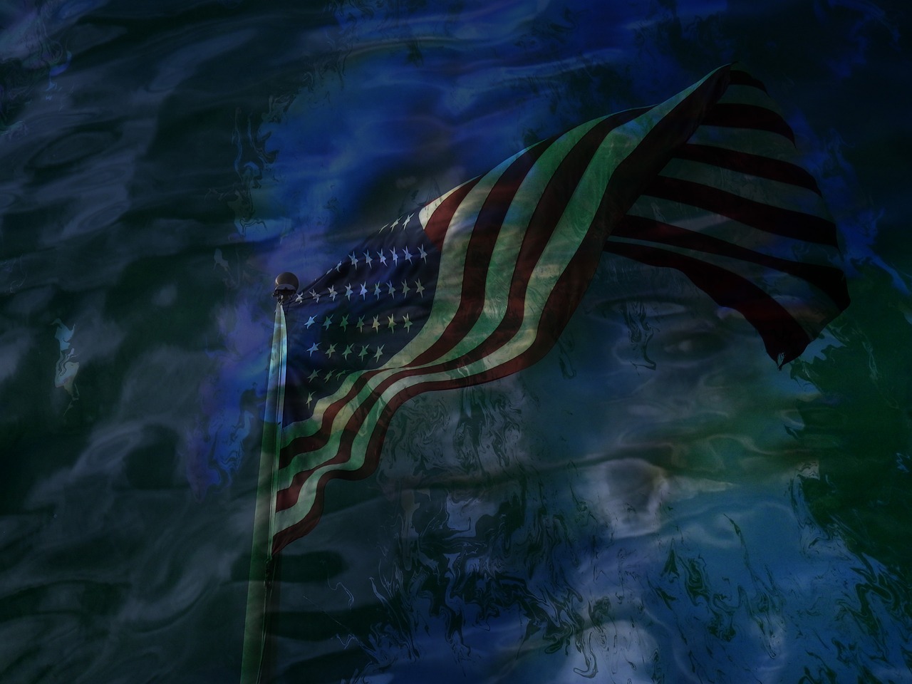 flag usa reflection water free photo