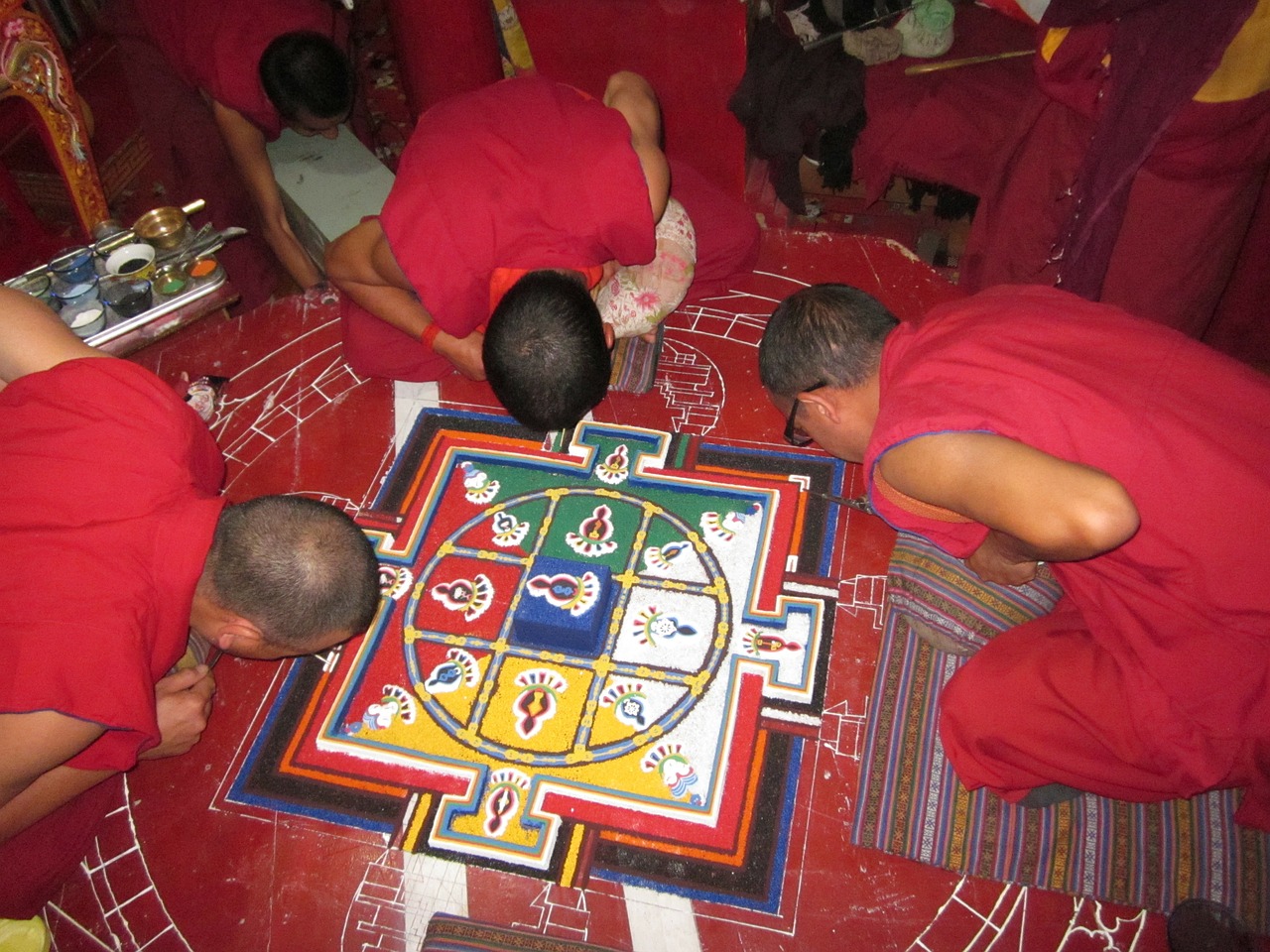 spituk monastery mandala preparation painting free photo