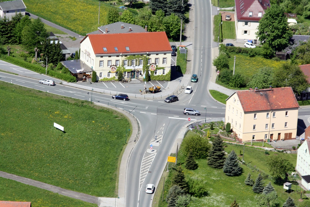 spitzkunnersdorf junction aerial view free photo