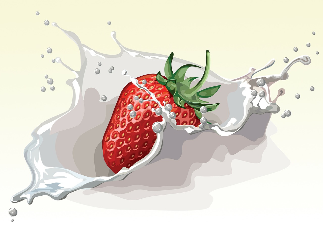 splashing strawberry graphic free photo