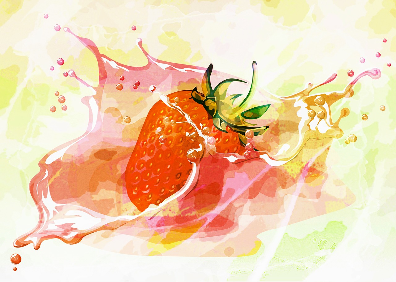 splashing strawberry graphic free photo