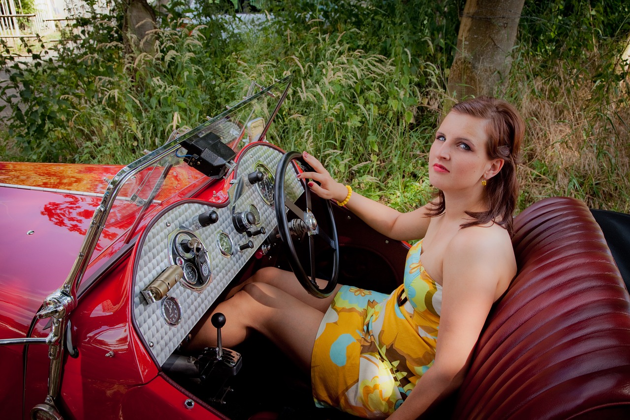 sports car woman a free photo