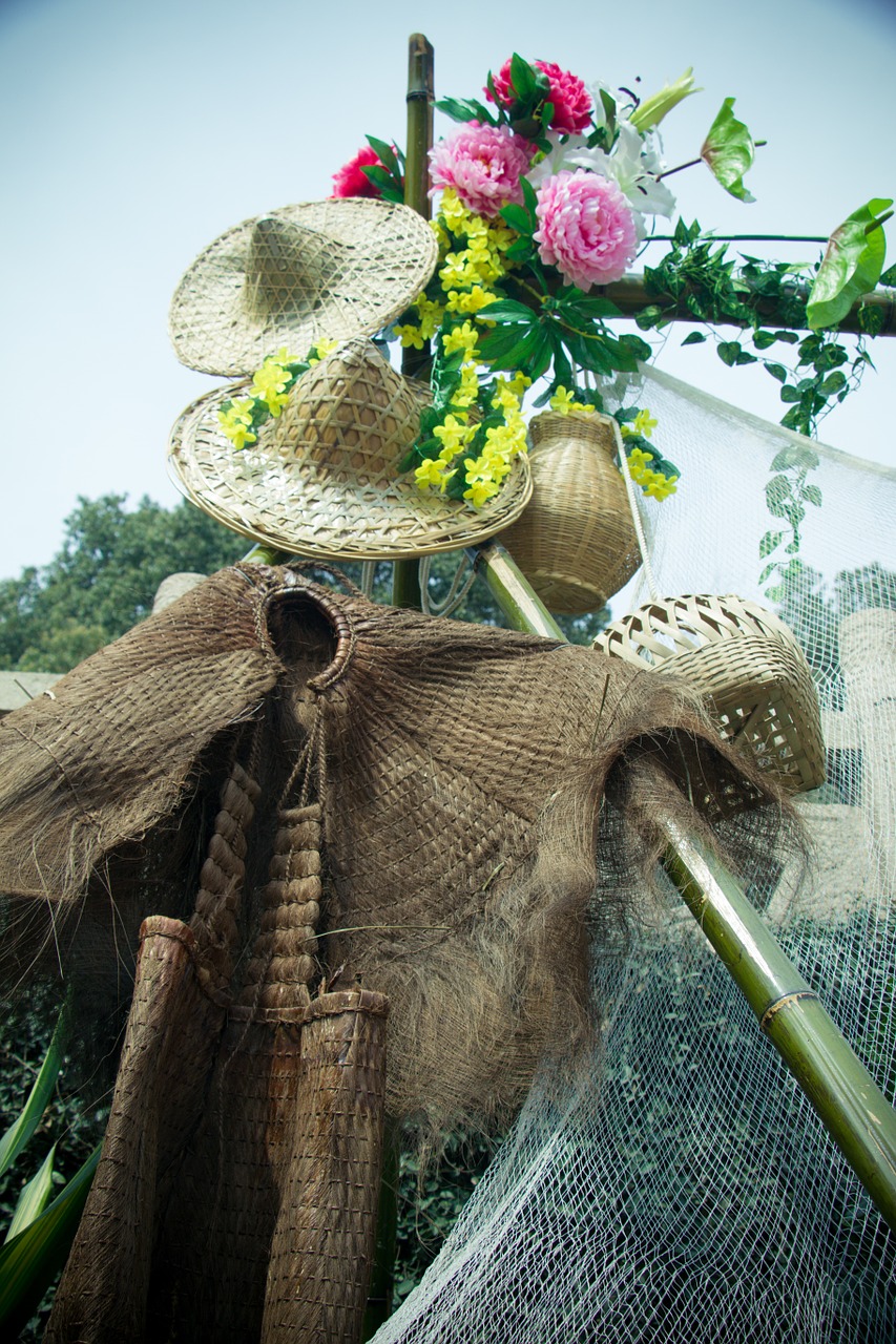 spring flower straw rain cape free photo