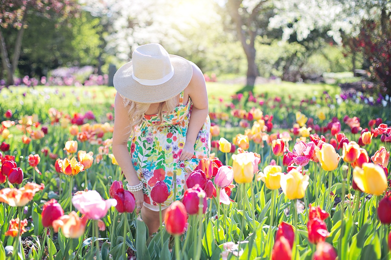 spring tulips pretty woman free photo