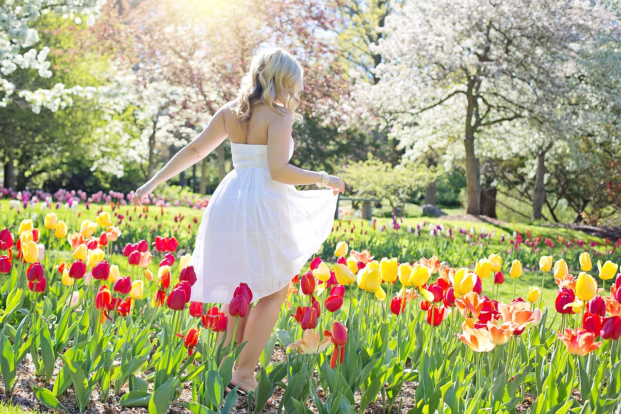 spring tulips pretty woman free photo