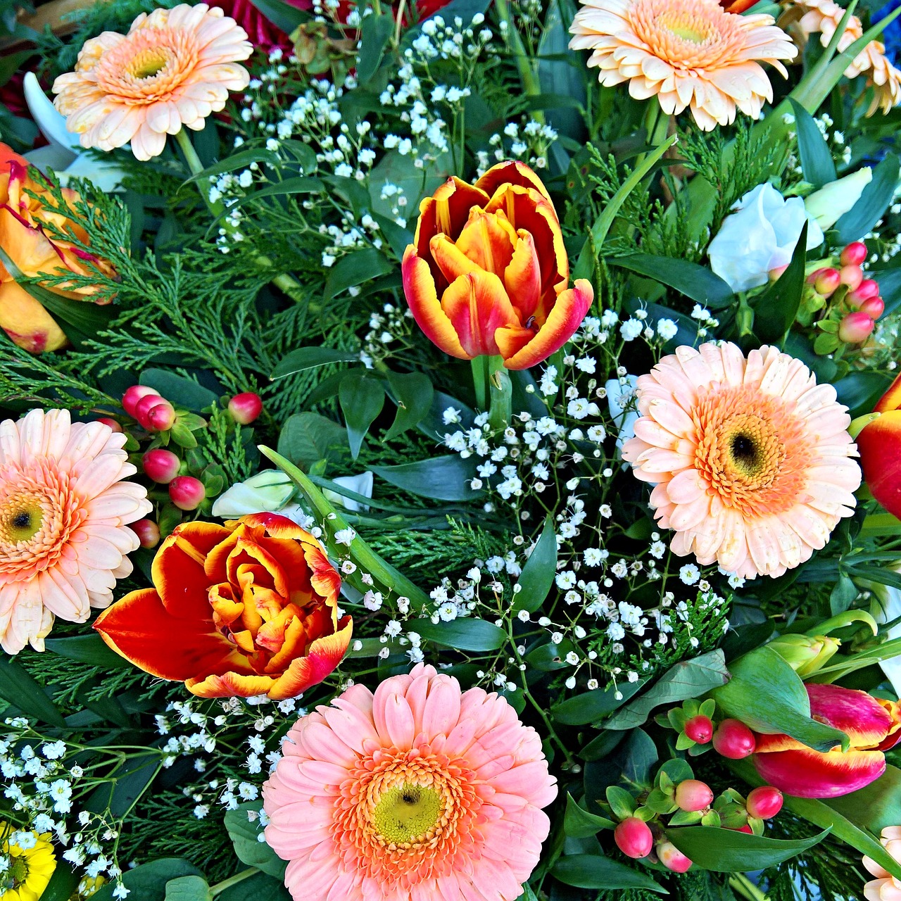 spring bouquet flowers many flowers free photo