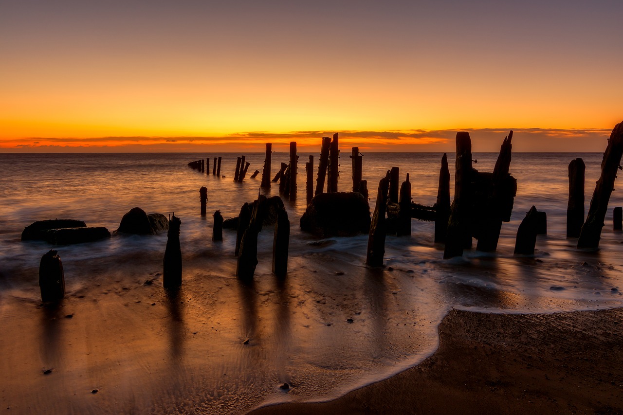 spurn point groynes waves free photo