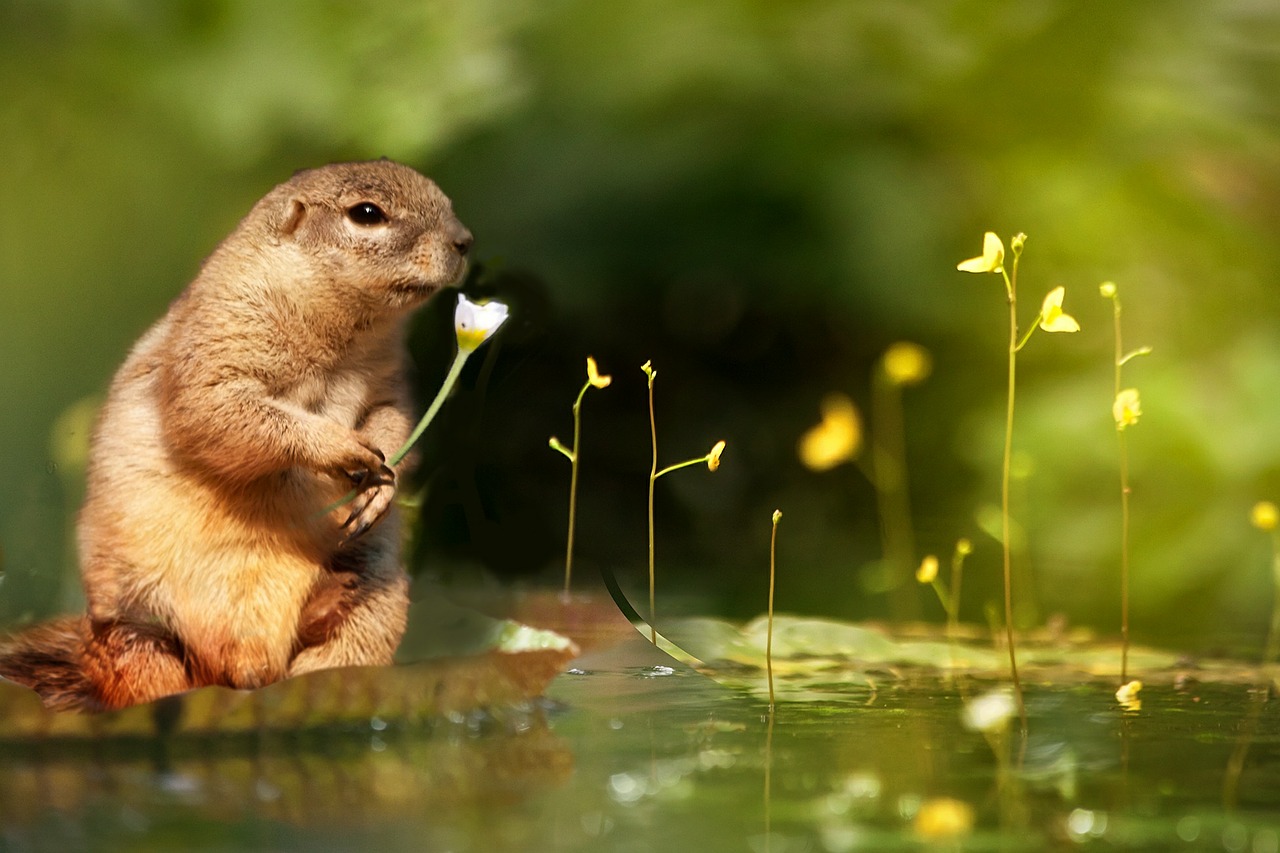squirrel water lily flower free photo