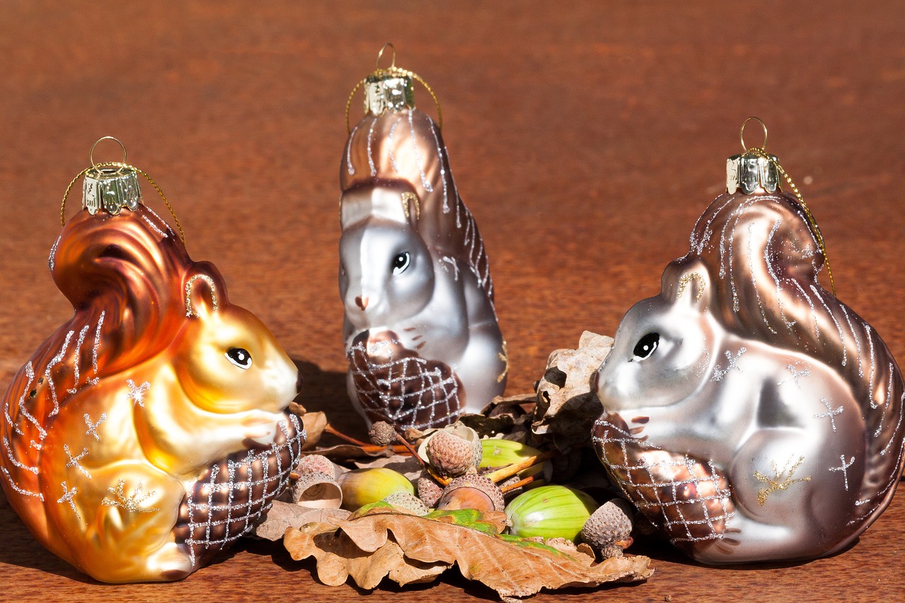 squirrel christmas decorations acorns free photo