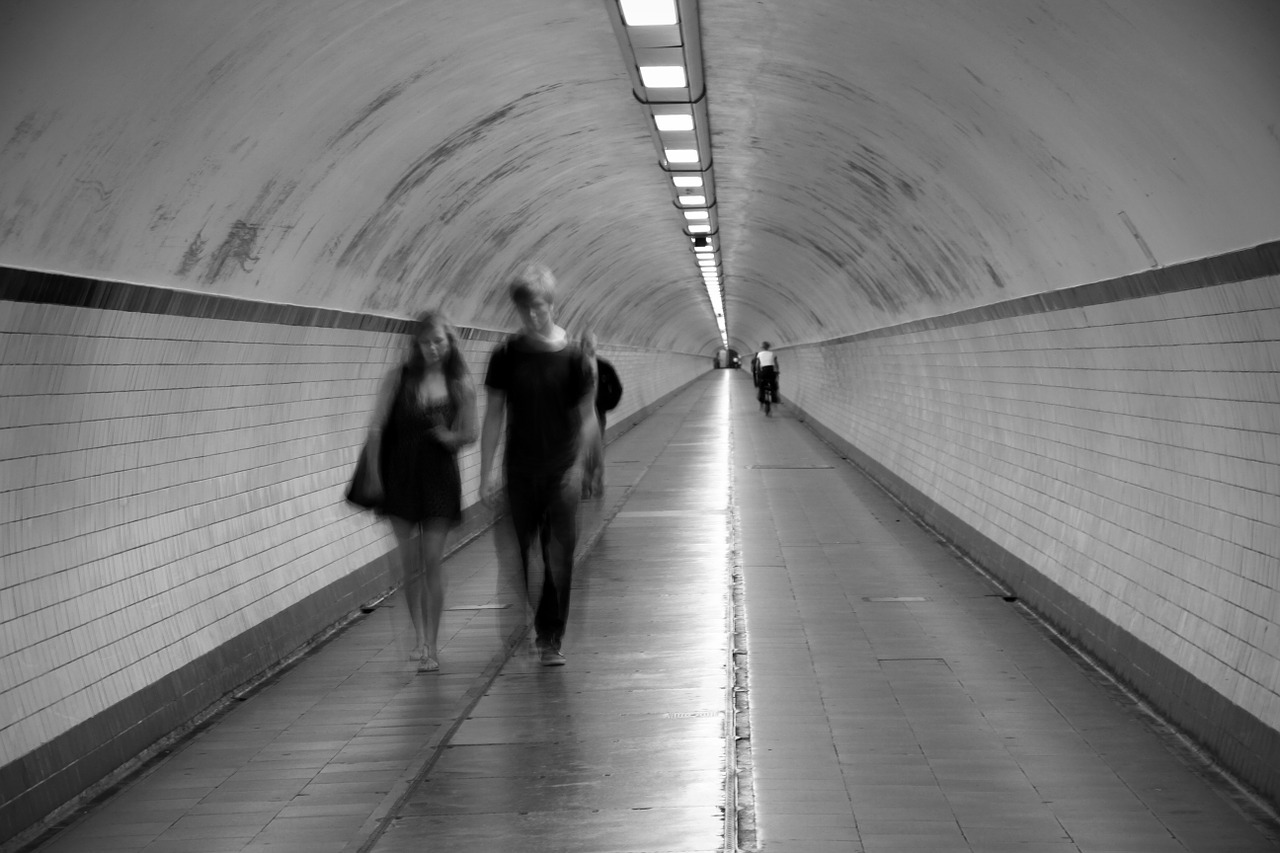 st anna tunnel antwerp black white free photo