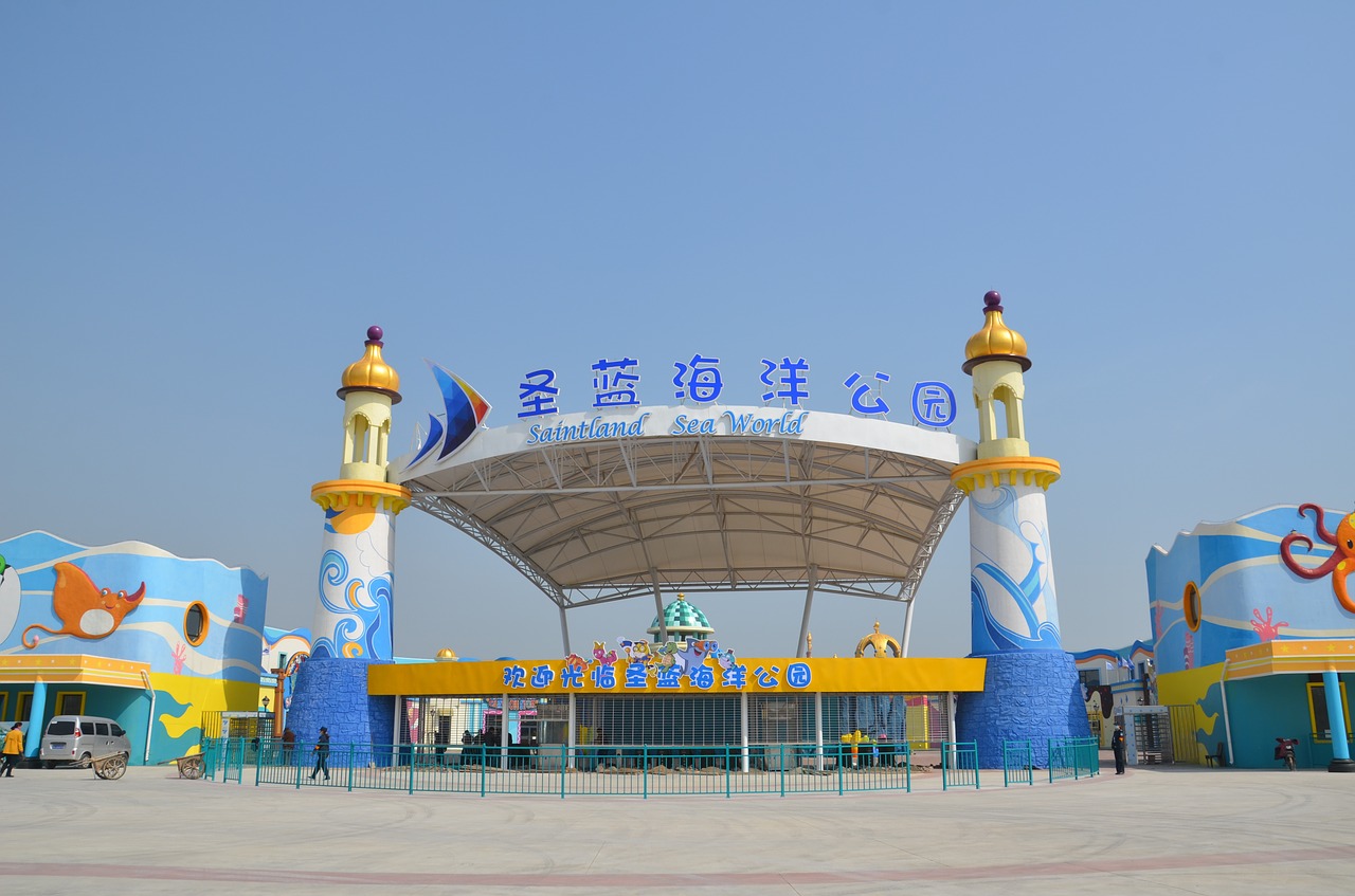 st blue ocean park entrance front gate resorts free photo