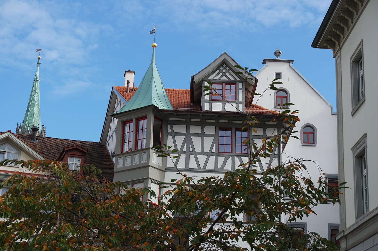 st gallen old town timber framed houses free photo