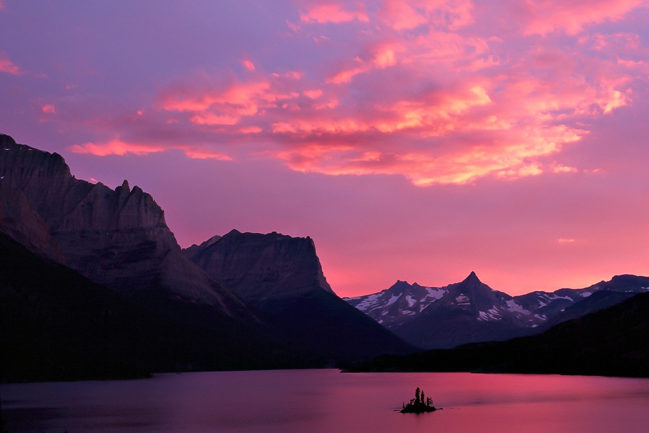 st mary lake sunset landscape free photo