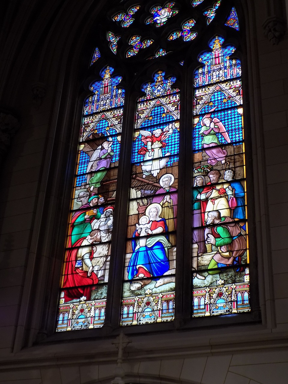 st patrick's cathedral stained glass nativity free photo