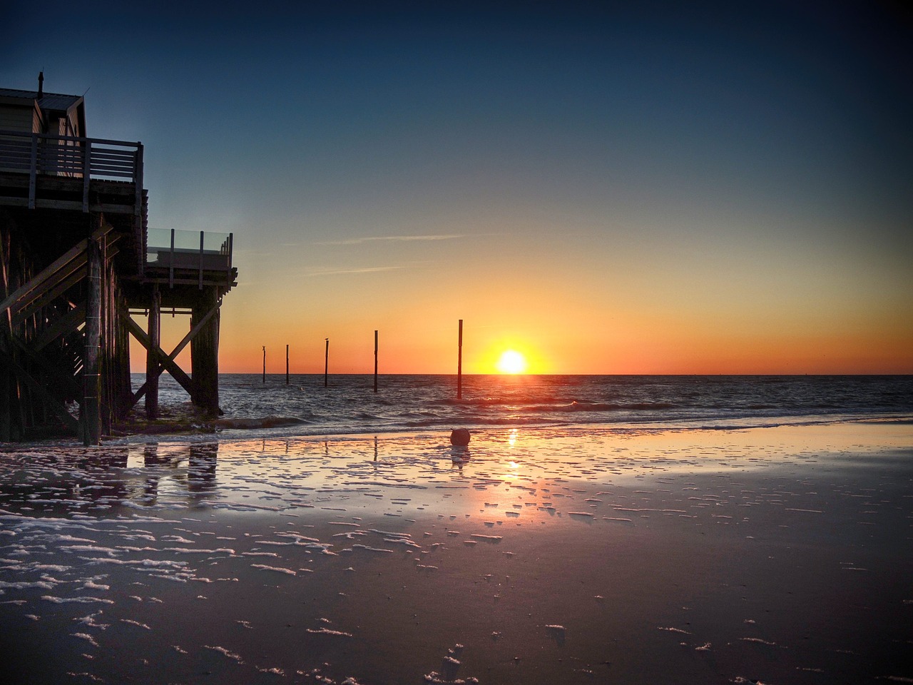 st peter-ording beach sunset free photo