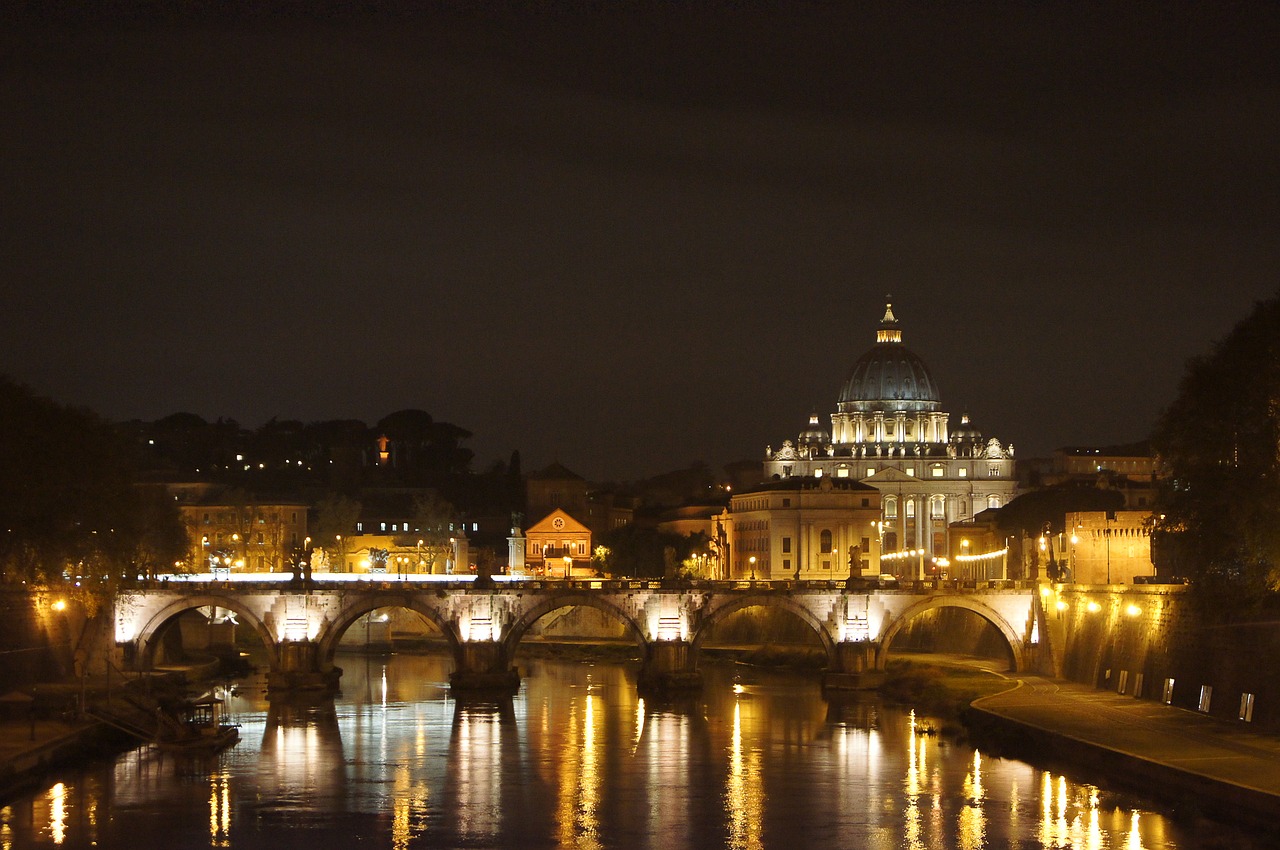 st peter's basilica night photography rome free photo