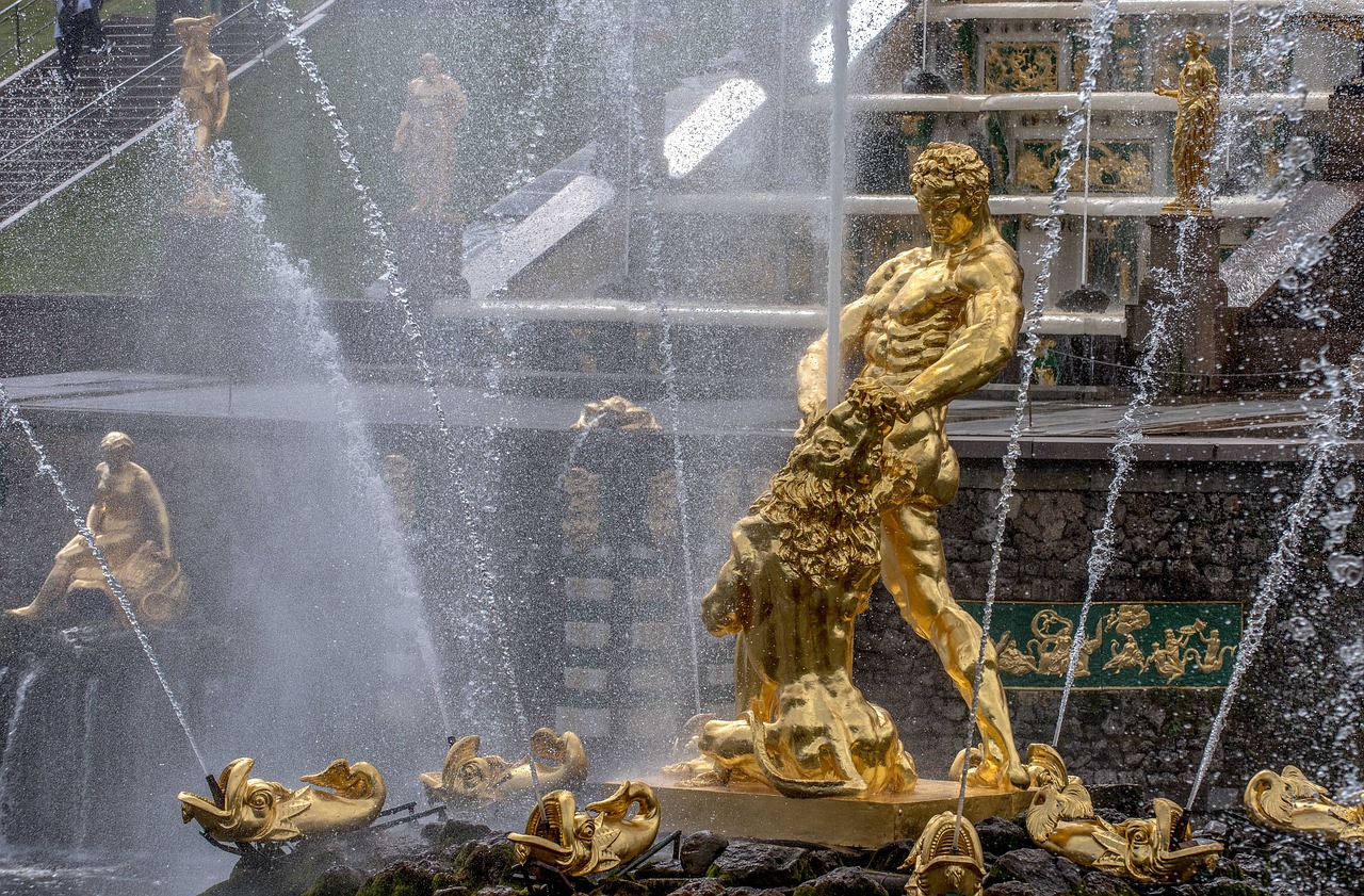 st petersburg fountain water games free photo